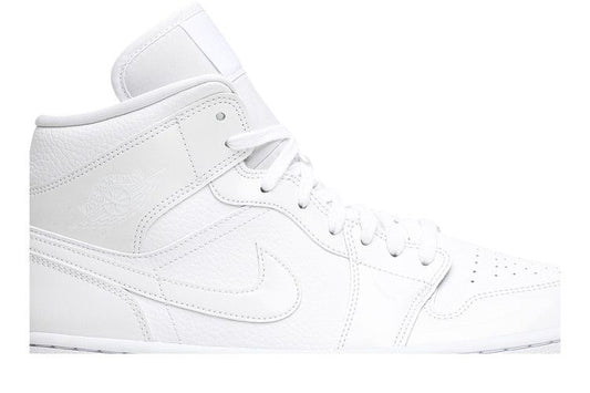 Jordan 1 Mid Triple White Patent Swoosh (Women's)