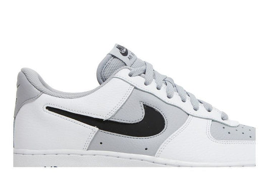 Nike Air Force 1 Low Cut-Out White Grey Black Swoosh