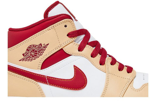 Jordan 1 Mid Light Curry Cardinal
