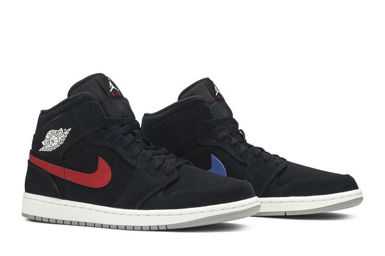 Jordan 1 Mid Multi-Color Swoosh Black