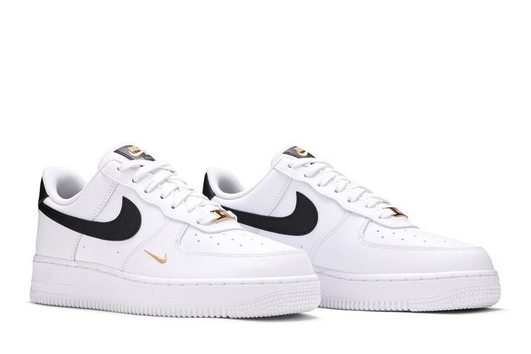 Nike Air Force 1 Low '07 Essential White Black Gold Mini Swoosh (Women's)