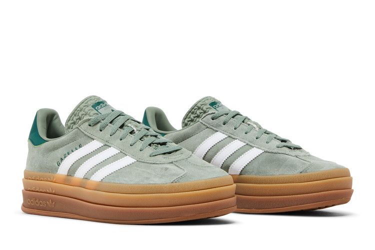 adidas Gazelle Bold Silver Green Gum (Womens)