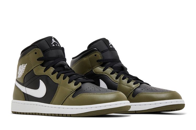 Jordan 1 Mid Black White Olive