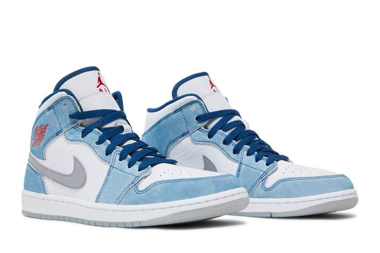 Jordan 1 Mid French Blue Fire Red