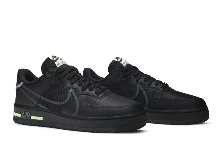 Nike Air Force 1 React Black Violet Star Barely Volt