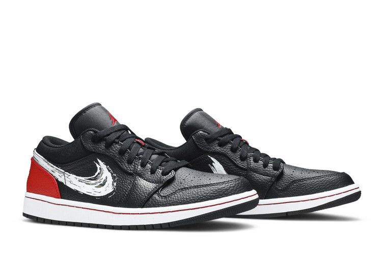Jordan 1 Low Brushstroke Swoosh Black