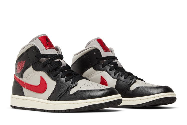 Jordan 1 Mid Black College Grey Gym Red (Women's)