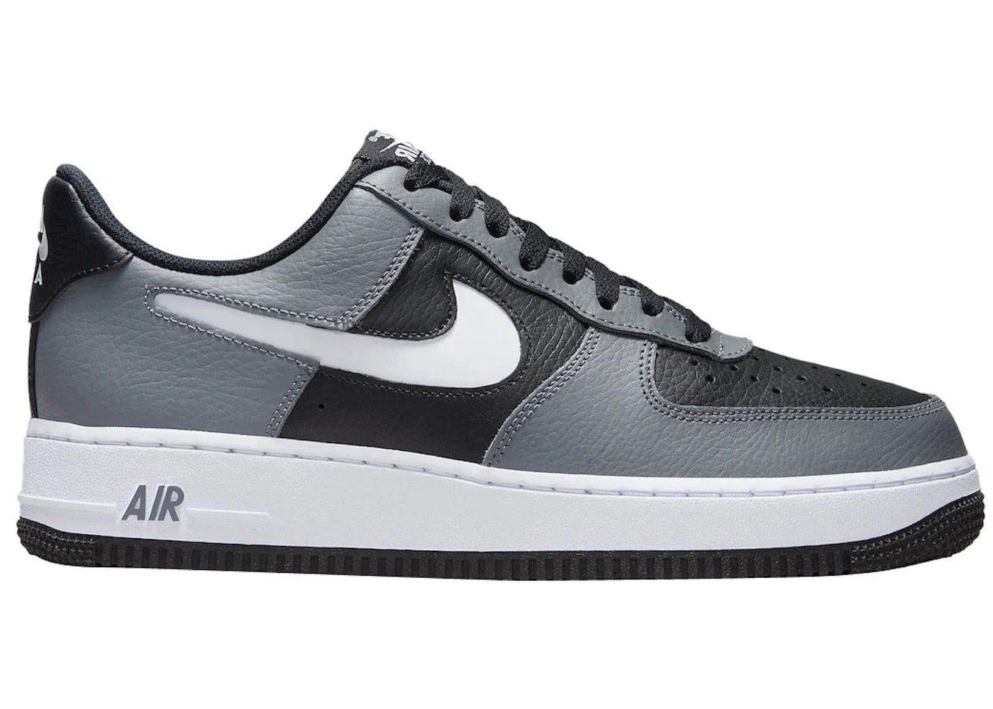 Nike Air Force 1 Low Grey Black Cut Out Swoosh