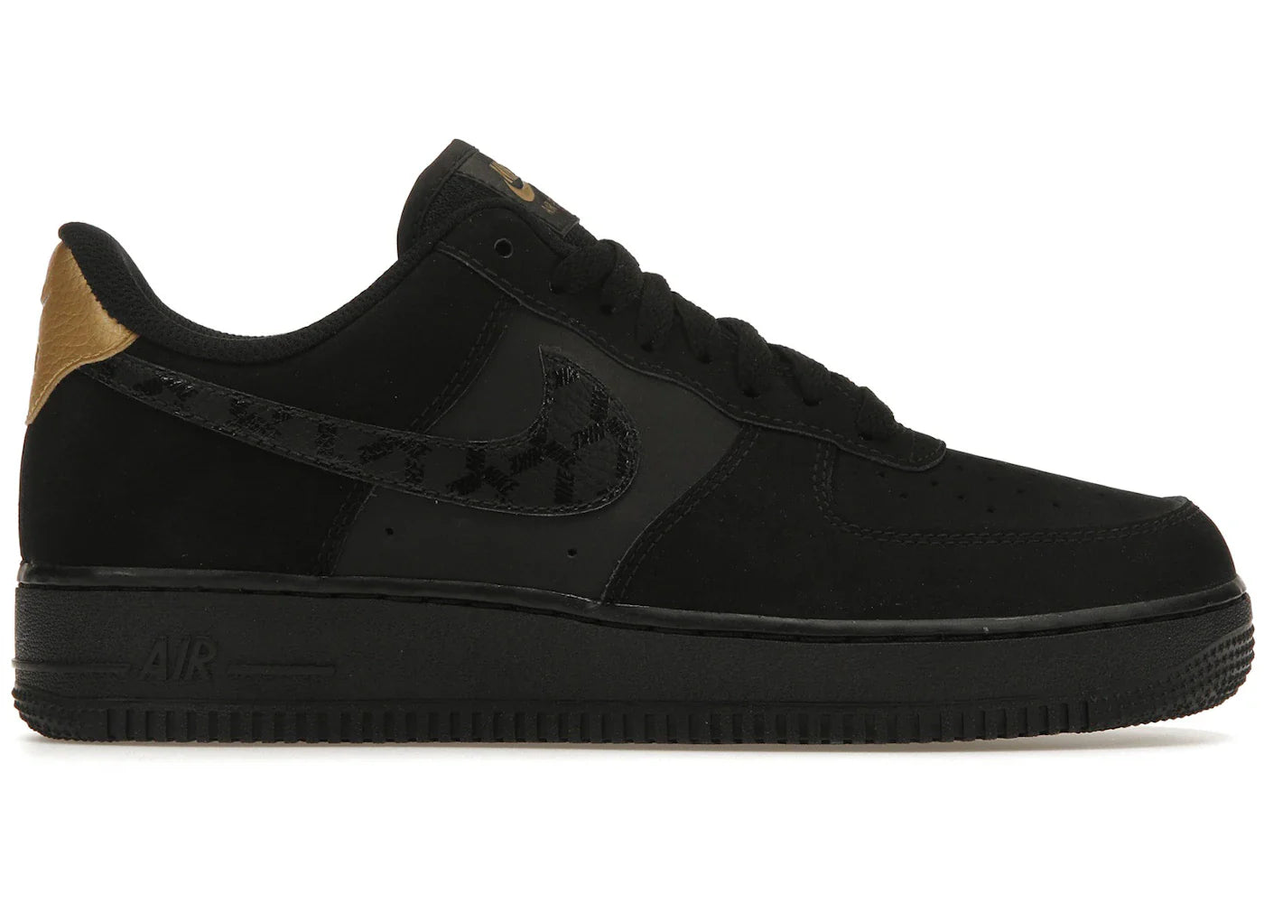 Nike Air Force 1 Low Nubuck Black Metallic Gold (2021)