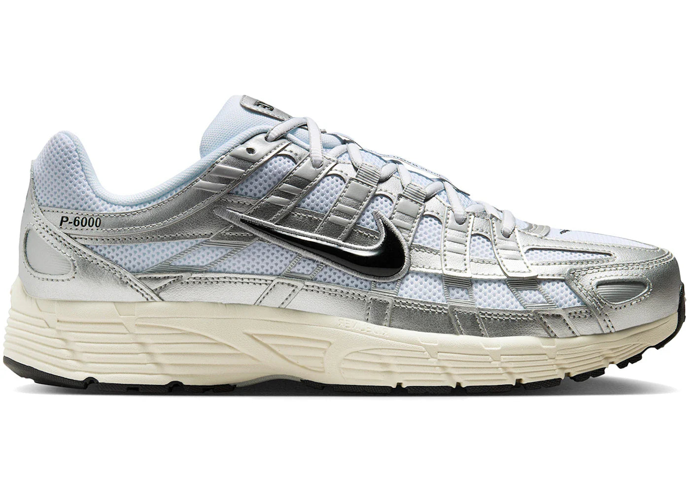 Nike P-6000 White Metallic Silver Flat Silver Black