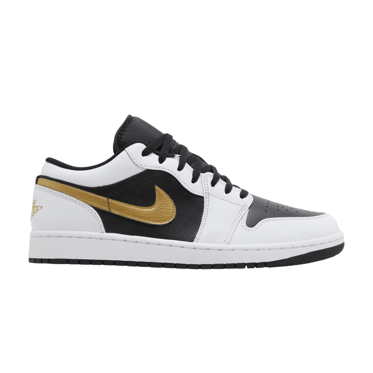 Jordan 1 Low White Black Metallic Gold Swoosh