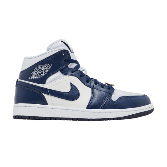 Jordan 1 Mid Football Grey White Midnight Navy (Women's)