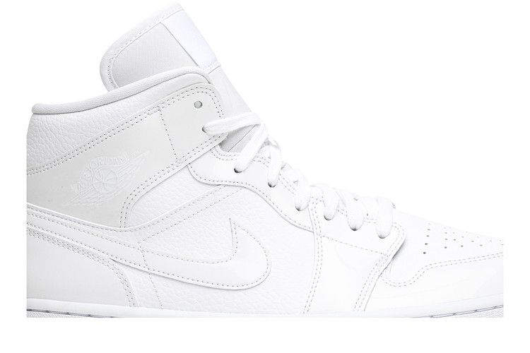 Jordan 1 Mid Triple White Patent Swoosh (Women's)