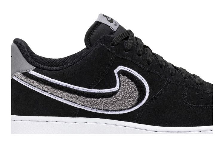 Nike Air Force 1 Low 3D Chenille Swoosh Black Cool Grey