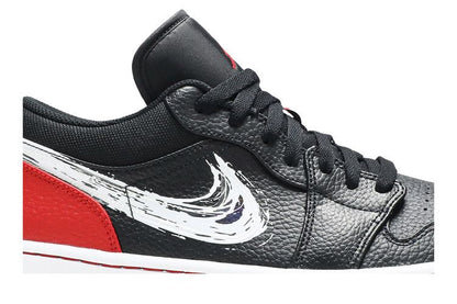 Jordan 1 Low Brushstroke Swoosh Black