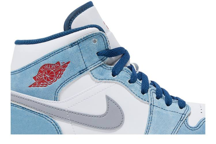 Jordan 1 Mid French Blue Fire Red