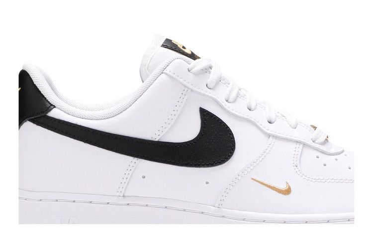 Nike Air Force 1 Low '07 Essential White Black Gold Mini Swoosh (Women's)
