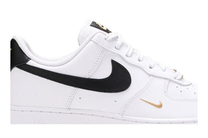 Nike Air Force 1 Low '07 Essential White Black Gold Mini Swoosh (Women's)