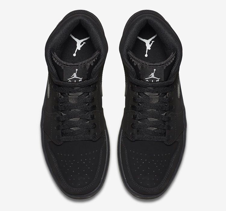 Jordan 1 Mid Black Black White