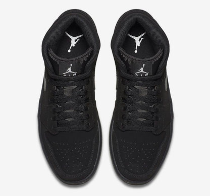 Jordan 1 Mid Black Black White