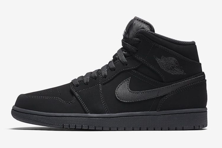 Jordan 1 Mid Black Black White
