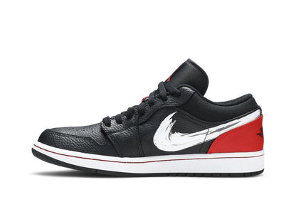 Jordan 1 Low Brushstroke Swoosh Black