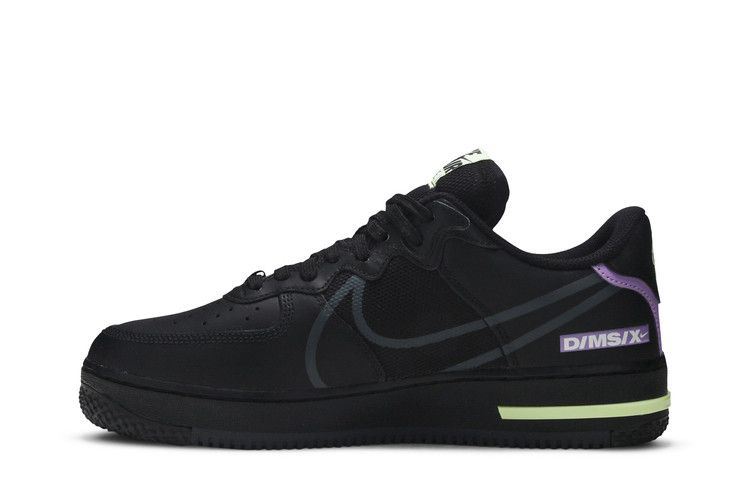 Nike Air Force 1 React Black Violet Star Barely Volt