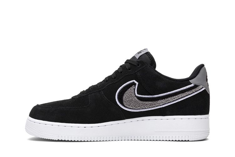 Nike Air Force 1 Low 3D Chenille Swoosh Black Cool Grey
