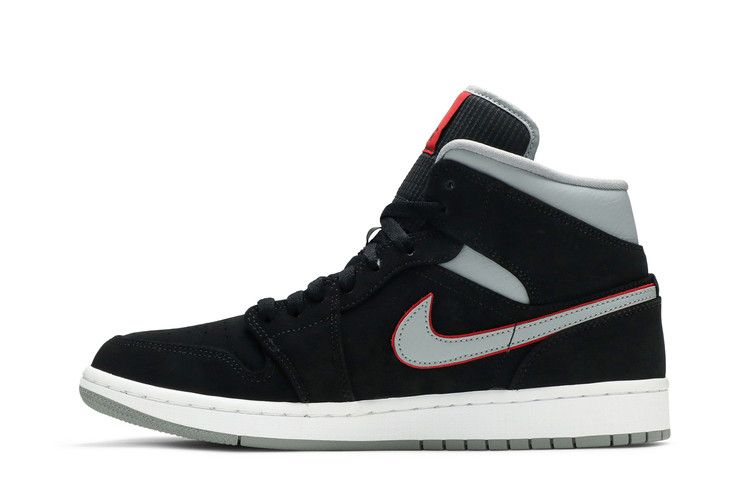 Jordan 1 Mid Black Particle Grey Gym Red