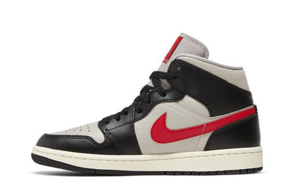 Jordan 1 Mid Black College Grey Gym Red (Women's)