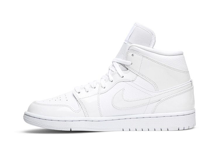 Jordan 1 Mid Triple White Patent Swoosh (Women's)