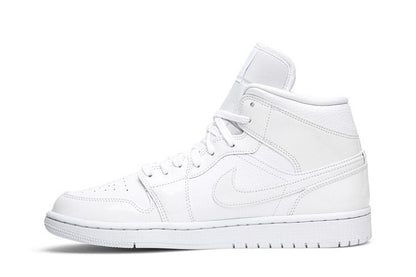 Jordan 1 Mid Triple White Patent Swoosh (Women's)