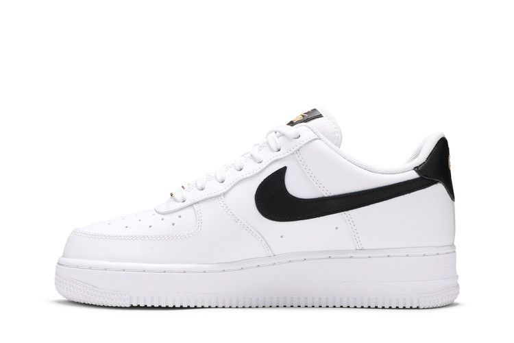 Nike Air Force 1 Low '07 Essential White Black Gold Mini Swoosh (Women's)