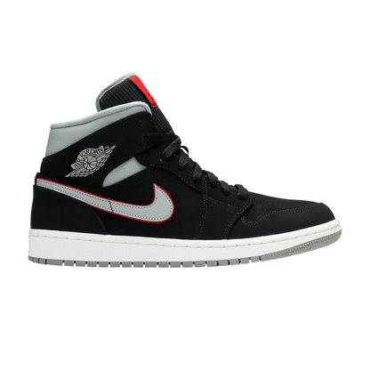 Jordan 1 Mid Black Particle Grey Gym Red