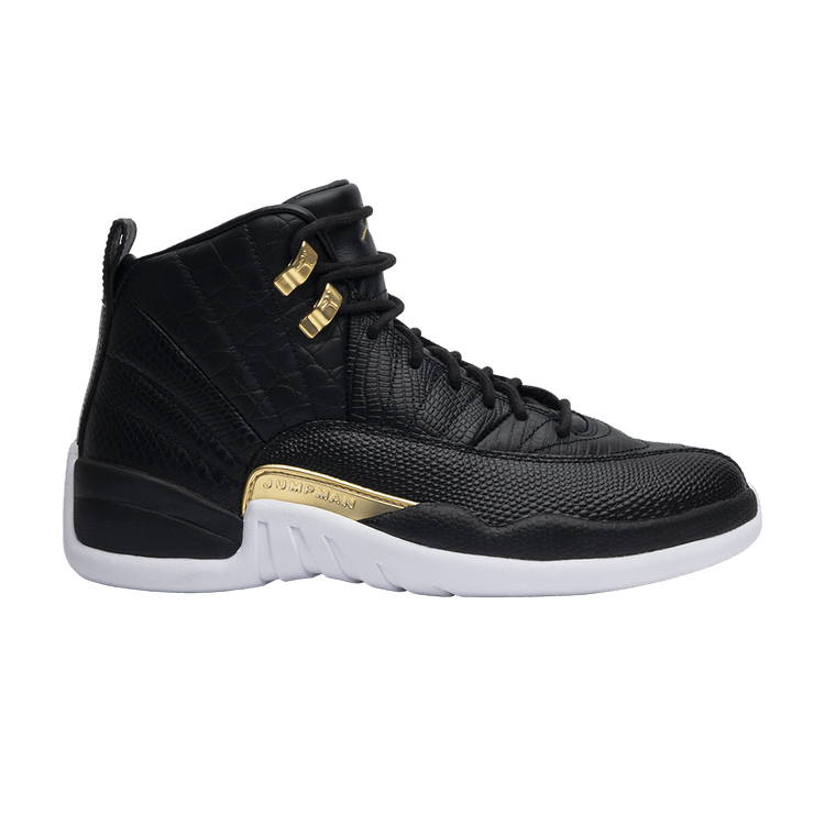 Jordan 12 Retro Black Metallic Gold White (Women's)