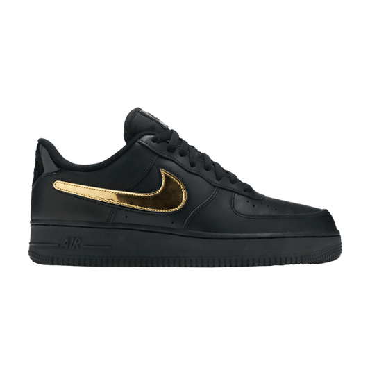 Nike Air Force 1 Black Metallic Gold Removable Swoosh Pack