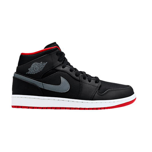 Jordan 1 Mid Black Cool Grey Gym Red