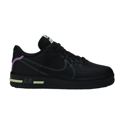 Nike Air Force 1 React Black Violet Star Barely Volt