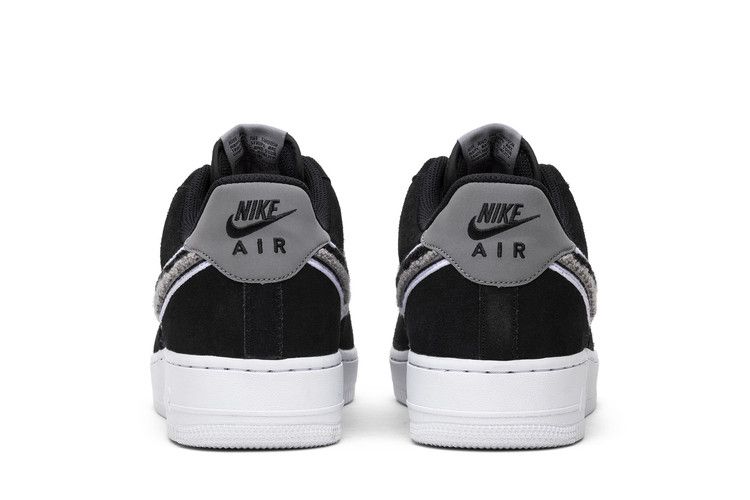 Nike Air Force 1 Low 3D Chenille Swoosh Black Cool Grey