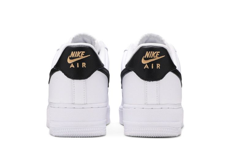Nike Air Force 1 Low '07 Essential White Black Gold Mini Swoosh (Women's)