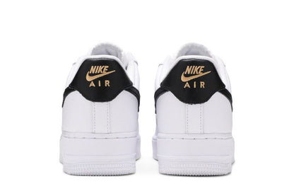 Nike Air Force 1 Low '07 Essential White Black Gold Mini Swoosh (Women's)