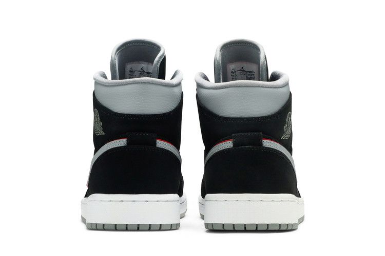 Jordan 1 Mid Black Particle Grey Gym Red