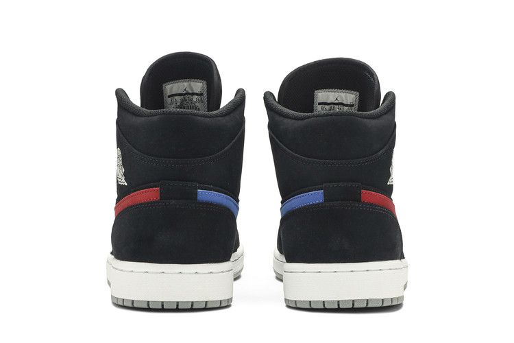 Jordan 1 Mid Multi-Color Swoosh Black