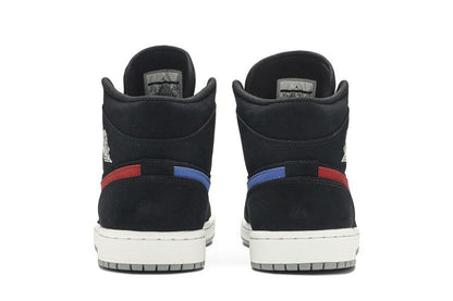 Jordan 1 Mid Multi-Color Swoosh Black