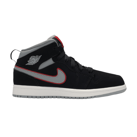 Jordan 1 Mid Black Particle Grey Gym Red (PS)