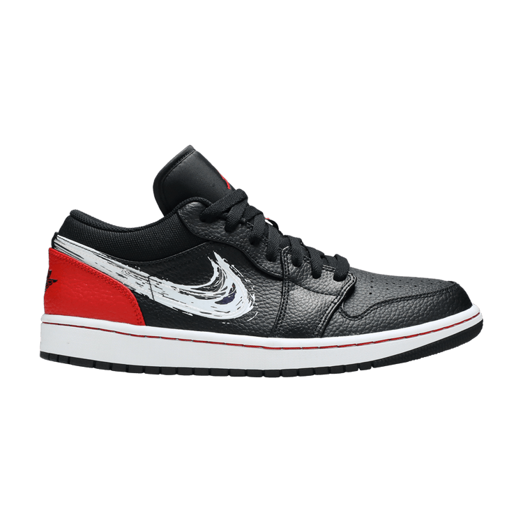 Jordan 1 Low Brushstroke Swoosh Black