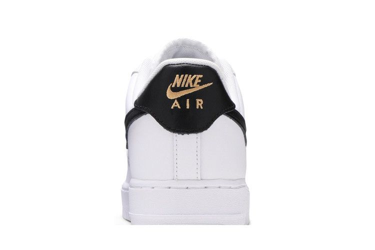 Nike Air Force 1 Low '07 Essential White Black Gold Mini Swoosh (Women's)