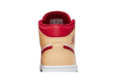 Jordan 1 Mid Light Curry Cardinal