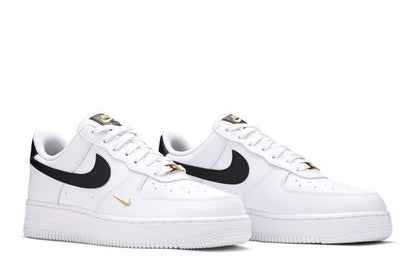 Nike Air Force 1 Low '07 Essential White Black Gold Mini Swoosh (Women's)