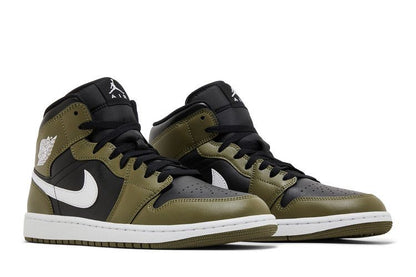Jordan 1 Mid Black White Olive